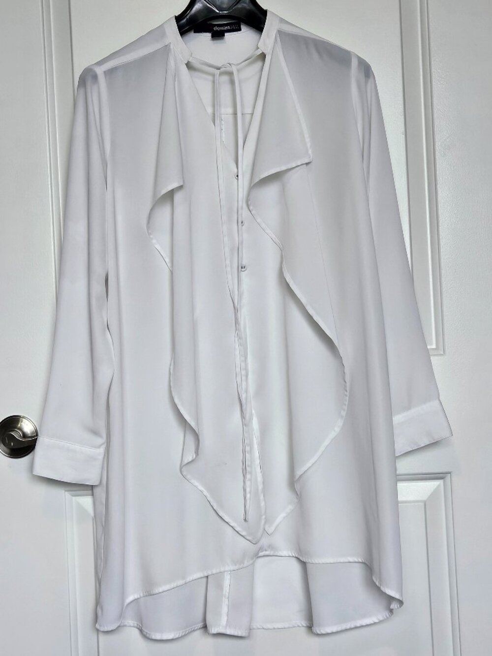 White Flowy Ruffle Steampunk Poet Blouse Renaissance Plus 14W